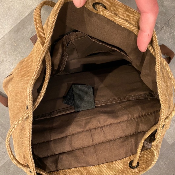 Greg Norman Collection Tan and Brown Canvas Backpack - Picture 4 of 9